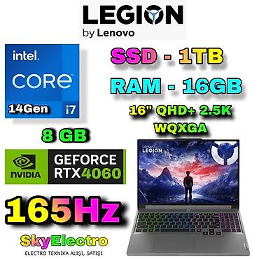 Yeni Lenovo Legion, 16 ", Intel Core i7, 1 TB, Ünvandan götürmə, Pulsuz çatdırılma, Ödənişli çatdırılma