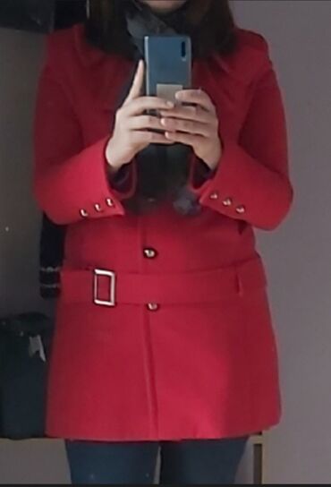 palto qadin: Palto 2XL (EU 44), rəng - Qırmızı