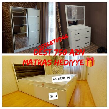 Yataq otağı dəstləri: İkinəfərlik çarpayı, Dolab, Termo, 2 tumba, Azərbaycan, Yeni — 26