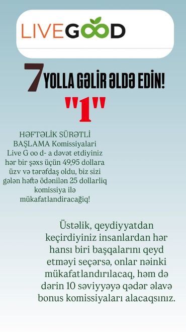 Təhsil, elm: LiveGood şirkəti tərəfindən təqdim olunan bu iş elanı sağlam həyat