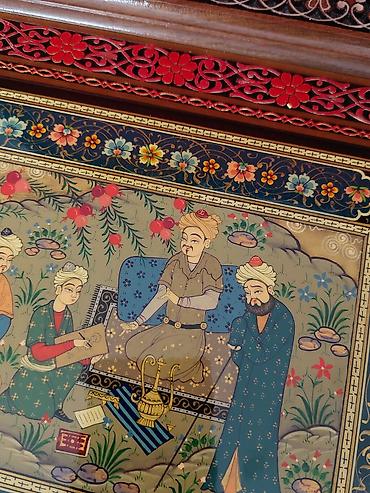 Ev və bağ: Miniatür rəsmli ağac tablo – əl işidir - Şərq miniatür üslubunda əl — 4