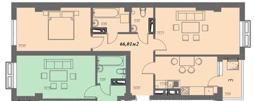 квартира домов: 2 комнаты, 66 м², Индивидуалка, 8 этаж, ПСО (под самоотделку)