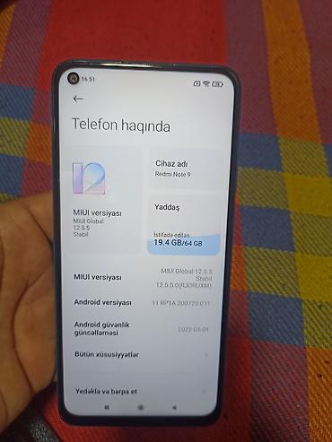 iphone 13 pro korpus: Redmi Note 9, 64 GB, rəng - Mavi, Barmaq izi — 4