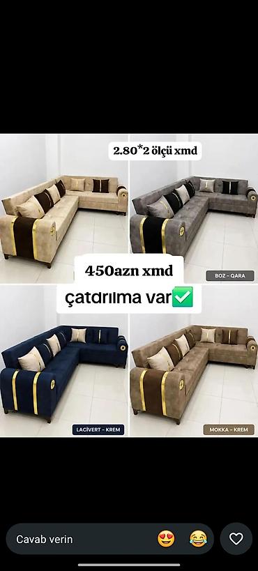 divanl: L şəkilli yumşaq künc divan dəsti - Ölçü: 2.80 m × 2 m - Rəng — 1