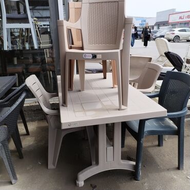 Bağ, çöl masa və oturacaq dəstləri: Yeni, Kvadrat masa, 6 stul, Qatlanan, Stullar ilə, Plastik, Türkiyə