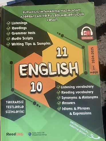 Testlər: English 10-11ReadEng nəşri, green book satılır. Buraxılış imtahanına — 1