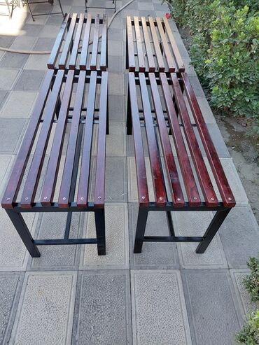atma taxtalar: Metall karkaslı taxta lamelli skamya dəsti - Məhsul: açıq məkana