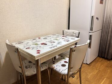 asma tavan metbex ucun: Для кухни, Б/у, Раскладной, Прямоугольный стол, 4 стула