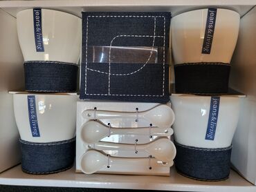 Kuhinjski setovi: Solje nove za kafu,caj Jeans - Living komplet. Solje sa porcelanskim — 2