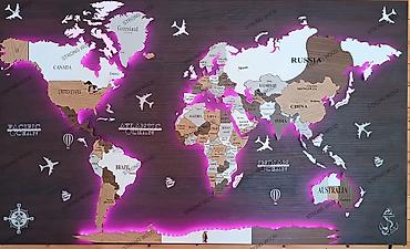 Ostali kućni dekor: Led mapa sveta 250×150 cm 3D sa podlogom Istražite lepotu dekorativne — 5