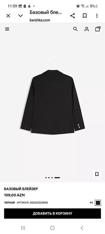 Plaşlar: Bershka bazik bleizer XL yeni - Rəng: qara - Model: klassik düz kəsim — 3