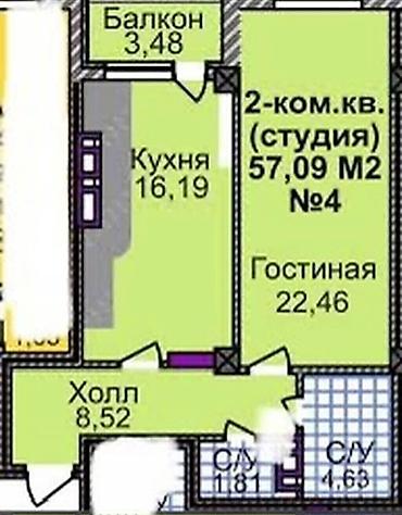 archa group: 1 комната, 58 м², Технопарк Элитка, 9 этаж, ПСО (под самоотделку) — 3