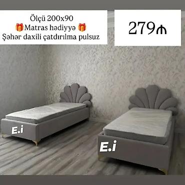 matras ucuz: Məhsul: Yumşaq başlıqlı tək nəfərlik çarpayı - Ölçü: 200x90 sm - — 1