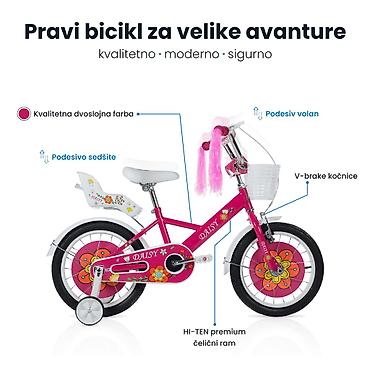 bermude 950: Dečija bicikla 16'' Daisy roze – elegantan i jednostavan bicikl za — 1