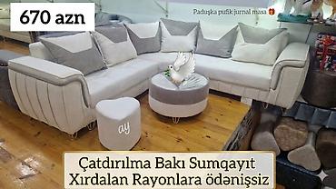 pufik masa: Künc divan dəsti – 670 AZN - Rəng: açıq boz/boz kombinasiyası - — 1