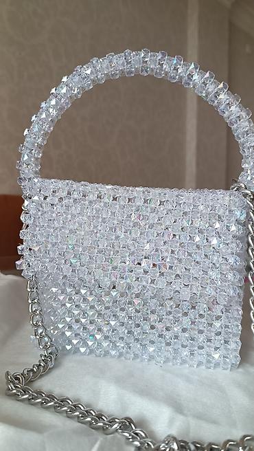 Kristal boncuklu mini çanta - Material: Şəffaf, parıldayan
