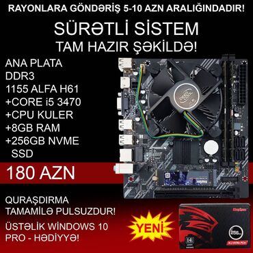 флешка на телефон fly: Ana Platası Ana Plata "Alfa H61 Core i5 3470 8GB Ram 256GB NVME SSD", Yeni