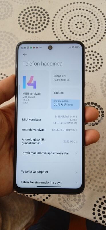 xiaomi 12 qiymeti: Xiaomi Redmi Note 9S | 128 GB | rəng - Göy 
 | Düyməli, Barmaq izi, Face ID