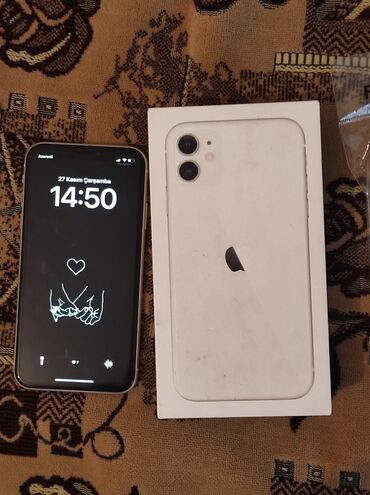 simsiz: IPhone 11, 128 GB, Ağ, Barmaq izi, Face ID, Simsiz şarj