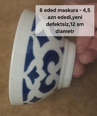 Ev və bağ: 🌺 Keramika kasa dəsti - 6 ədəd böyük kasa: 18 sm diametr, kenari — 2