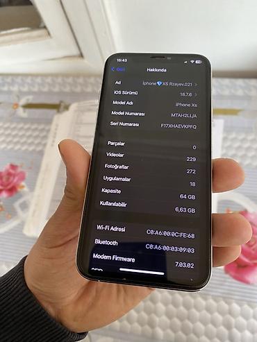 Apple iPhone: IPhone Xs, Gümüşü, Face ID — 9