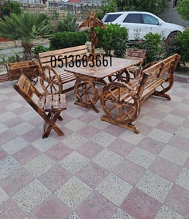Садовая, уличная мебель: Açıq hava və terraslar üçün taxta mebel dəstləri Məhsul təsviri: - — 5