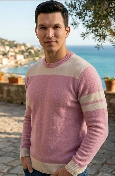 Muški pleteni džemper – roze/bez detalji - Model: klasičan pulover sa na lalafo.rs Muški pleteni džemper – roze/bez detalji - Model: klasičan pulover sa