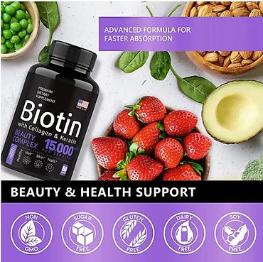 Витамины и БАДы: США для волос кожи ногтей суставов Биотин с коллагеном и кератином — 6