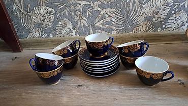 cay: Çay dəsti, rəng - Göy, Farfor — 3