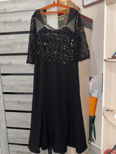 вечернее платье халат с запахом: Вечернее платье, Классическое, Длинная модель, С рукавами, Стразы, Камни, 2XL