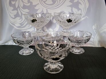 Čaše: Case nove kristal Zajecar za poslastice iz 70ih. Case kristal,za — 5