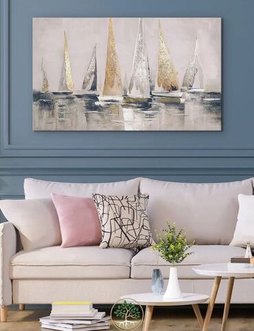 интерьерная картина: Картина «Корабль» с золотистыми парусами В наличии и на заказ