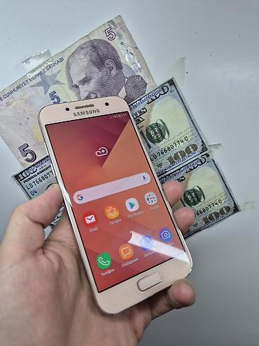 Уюлдук телефондор жана аксессуарлар: Samsung Galaxy A3 2017, Колдонулган, 16 ГБ, түсү - Кызгылт, Бөлүп төлөө менен, 1 SIM, 2 SIM — 2