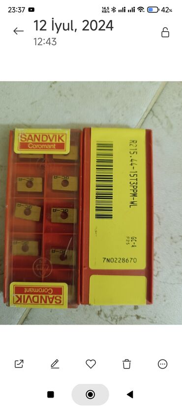 İstehsal avadanlığı: Dəzgah alətləri və kəsici lövhəciklər (freze və torna üçün) — 49