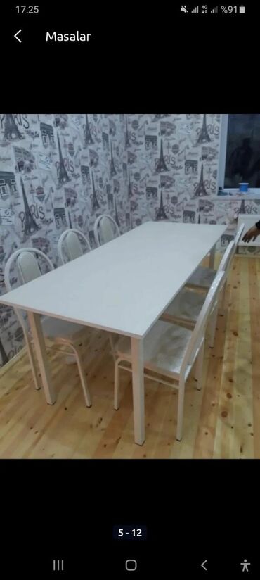 Masa və oturacaq dəstləri: Stol stul tek ve Komplekt Wekilde 4 neferlik Parca ile 120 azn 4 — 6