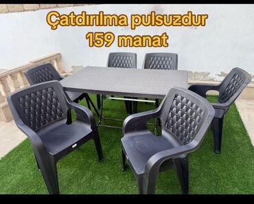 Mebel: Açılan, Dördbucaq masa, 4 stul