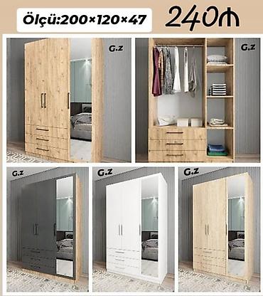 Geyim dolabı – ölçü: 200×120×47 sm - Model: üç qapılı şkaf, ön