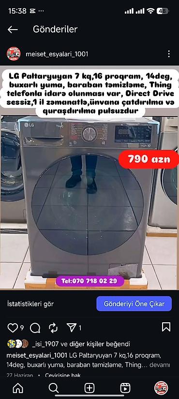 Paltaryuyan maşınlar: Paltaryuyan Anbardan satiş.Qimətlər aşagida qeyd olunub.Ünvana — 61