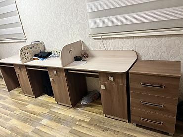 divan ofis: Ofis/iş otağı üçün 3 yerlik iş masası dəsti - Material: laminat/LDSP — 2