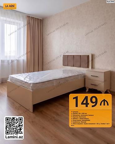 Ev və bağ: Kod: 2945 Məhsul: Tək nəfərlik çarpayı + matras (hədiyyə) - Ölçü: 90 — 1