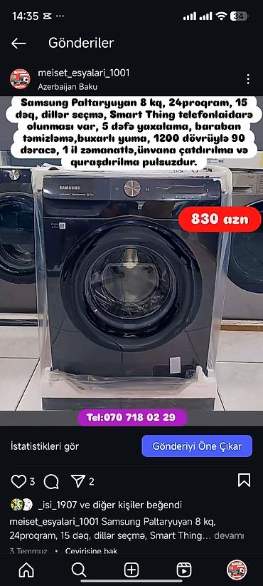 Paltaryuyan maşınlar: Paltaryuyan Anbardan satiş.Qimətlər aşagida qeyd olunub.Ünvana — 110