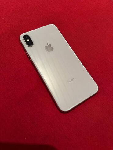 Apple iPhone: IPhone X, Б/у, 64 ГБ, Белый, Защитное стекло, Чехол, 100 %