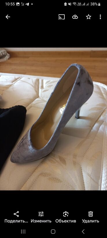 женские лаковые туфли лодочки: Туфли, Размер: 37.5, цвет - Серый, Новый