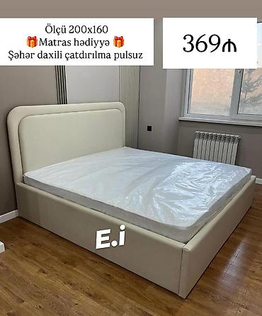 Yataq dəsti – 200x160 sm - Yumşaq başlıq və minimalistik dizayn -