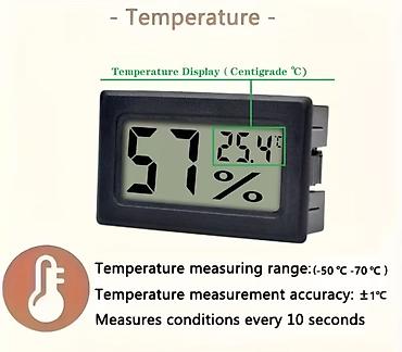 термометр: Rəqəmsal higrometr + termometr (mini LCD) Xüsusiyyətlər: - Eyni — 3