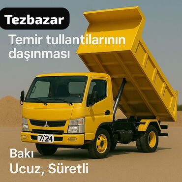Tikinti işləri: Sarı rəngli yük maşını təmir tullantılarının daşınması xidmətini