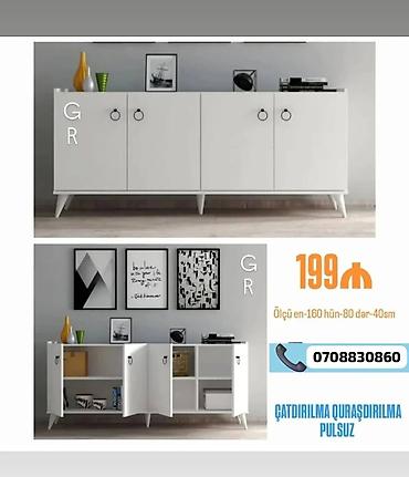 тумба для убуаи: Ağ rəngli çoxfunksiyalı dolab/komod - Dizayn: minimalist, hündür — 1