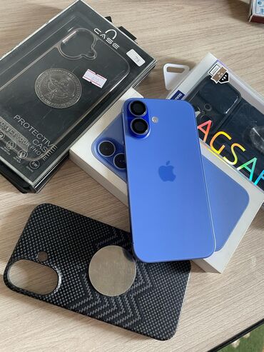 чехлы на iphone xs max: IPhone 16, Б/у, 128 ГБ, Pacific Blue, Защитное стекло, Чехол, Кабель, 100 %