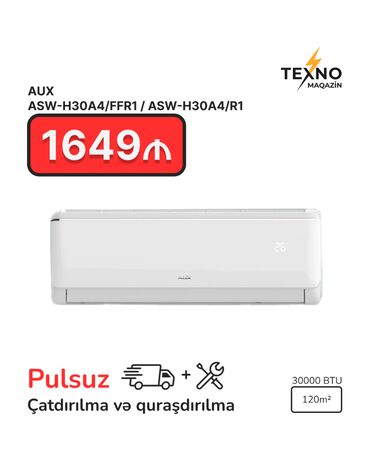 sistem buloku: Kondisioner AUX, 100-dən çox kv. m, Split sistem, Kredit yoxdur, Pulsuz quraşdırılma