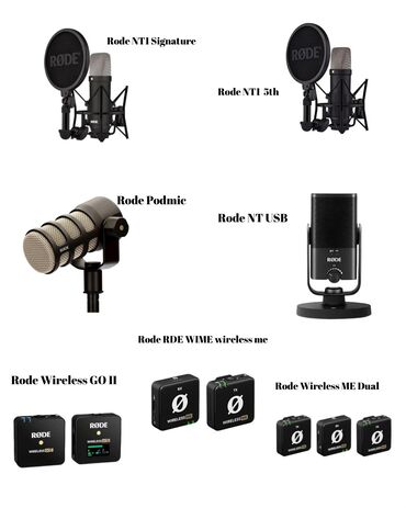 Mikrofonlar: Yeni Simsiz (Bluetooth), Simli Mikrofon Rode